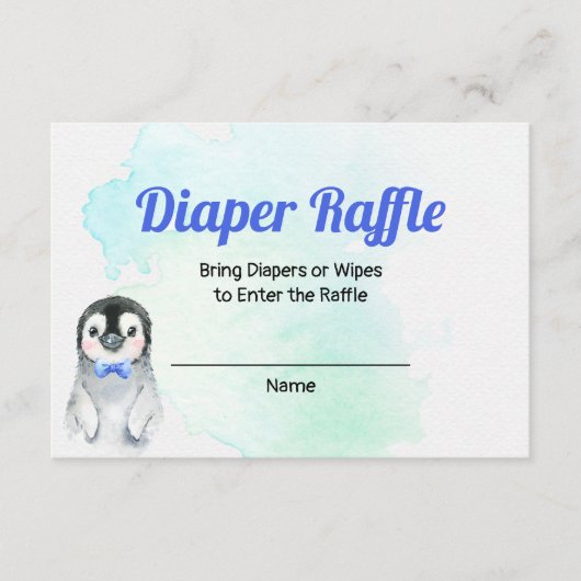Pinguïn Jongen Winter Luier Raffle Kaart (Voorkant)
