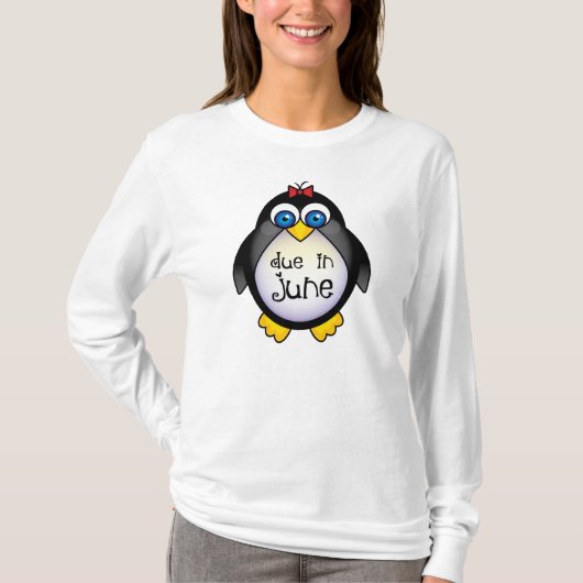 Pinguin June Baby Aankondiging T-shirt (Voorkant)