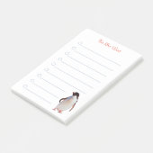 Pinguïn & kalligrafie op wit gelinieerd post-it® notes (Schuin)