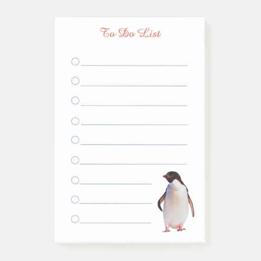 Pinguïn & kalligrafie op wit gelinieerd post-it® notes (Voorkant)