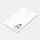 Pinguïn & kalligrafie op witte gelinieerde post-it post-it® notes (Schuin)