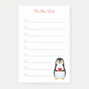 Pinguïn & kalligrafie op witte gelinieerde post-it post-it® notes