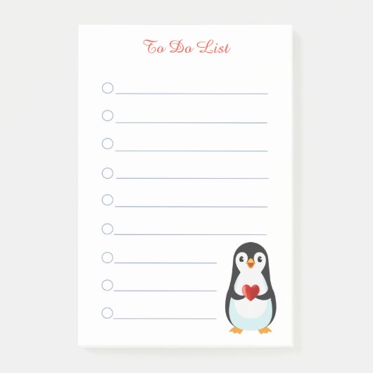 Pinguïn & kalligrafie op witte gelinieerde post-it post-it® notes (Voorkant)