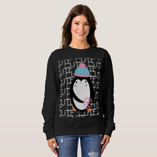 Pinguïn Kerst Cute Sneeuwvlok Winter Trui (Voorkant volledig)