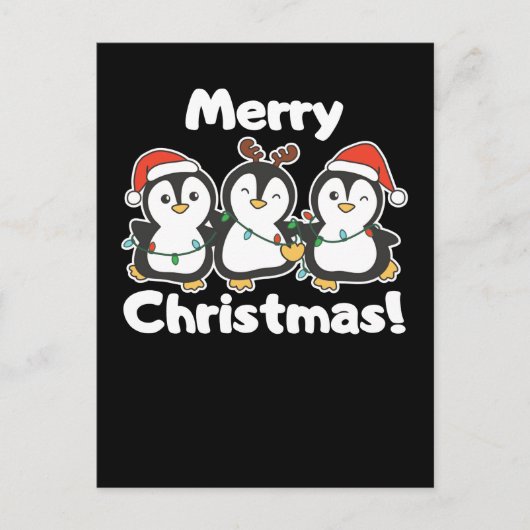 Pinguïn Kerst Dieren Cute Pinguïns Feestdagenkaart (Voorkant)
