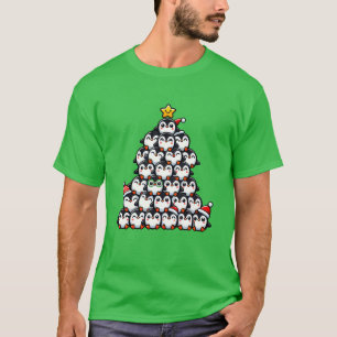 Pinguïn Kerst grappige Kerstboom retro T-shirt