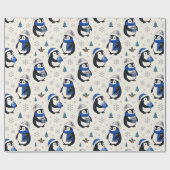 Pinguïn Kerst Inpakpapier (Vlak)