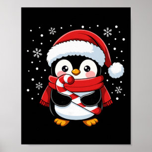 Pinguïn Kerst Kerststok Winter Peuter Meisje B Poster