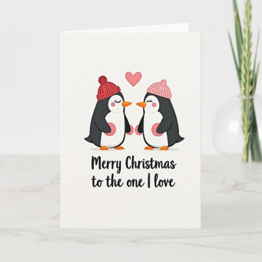Pinguïn Kerst Liefde Kaart (Voorkant)