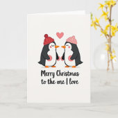 Pinguïn Kerst Liefde Kaart (Gele Bloem)