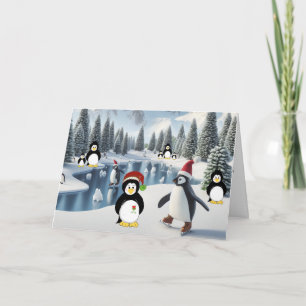 Pinguïn Kerst op Ice Holiday Kaart