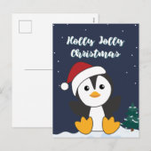 Pinguïn Kerst Sneeuw Winter Dieren Pinguïns Hol Feestdagenkaart (Voorkant / Achterkant)
