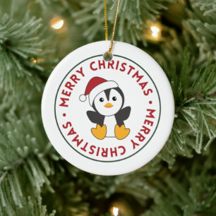Pinguïn kerst winter keramisch ornament