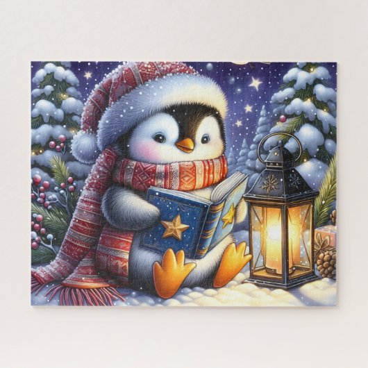 Pinguïn Kerstboek Lezen Legpuzzel (Horizontaal)