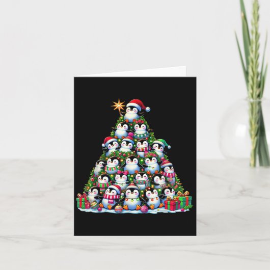 Pinguïn Kerstboom Grappige Pinguïn Kerstmis Kaart (Voorkant)