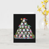 Pinguïn Kerstboom Grappige Pinguïn Kerstmis Kaart (Gele Bloem)