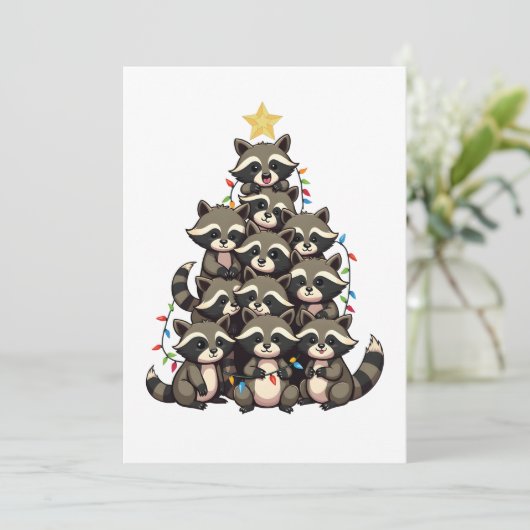 Pinguïn kerstboom kaart (Staand voorkant)