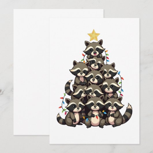 Pinguïn kerstboom kaart (Voorkant / Achterkant)