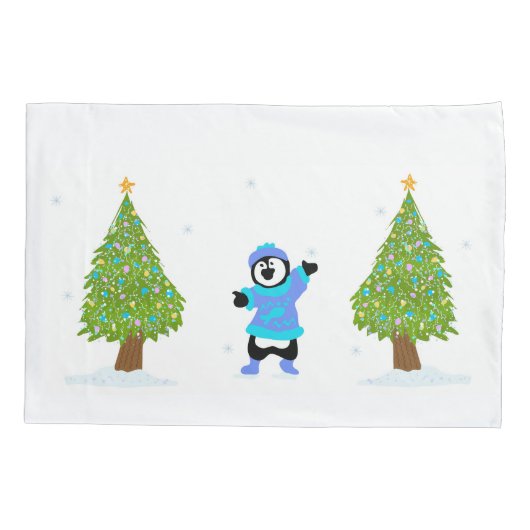 Pinguïn Kerstboom Kussensloop (Achterkant)