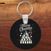 Pinguïn Kerstboom Pinguïn Kerstboom Vrolijk Ch Sleutelhanger (Voorkant)