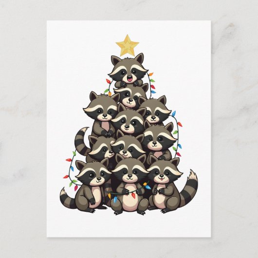 Pinguïn Kerstboom Prettig Kerstfeest Xmas Uitnodiging Briefkaart (Voorkant)