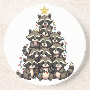 Pinguïn Kerstboom Prettig Kerstfeest Xmas  Zandsteen Onderzetter