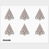 Pinguïn Kerstboom Santa Hoed Kerstlichten Vierkante Sticker (Vel)