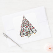 Pinguïn Kerstboom Santa Hoed Kerstlichten Vierkante Sticker (Envelop)