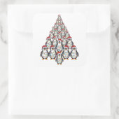 Pinguïn Kerstboom Santa Hoed Kerstlichten Vierkante Sticker (Tas)
