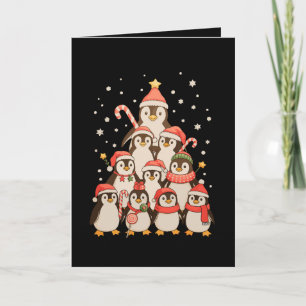 Pinguïn Kerstboom Sneeuw Kerstman Hoed Kerstmis Va Kaart