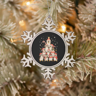 Pinguïn Kerstboom Sneeuw Kerstman Hoed Kerstmis Va Tin Sneeuwvlok Ornament