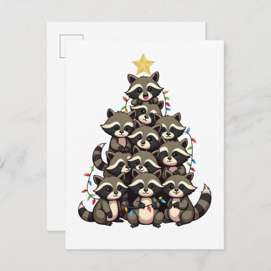 Pinguïn kerstboom uitnodiging briefkaart (Voorkant / Achterkant)