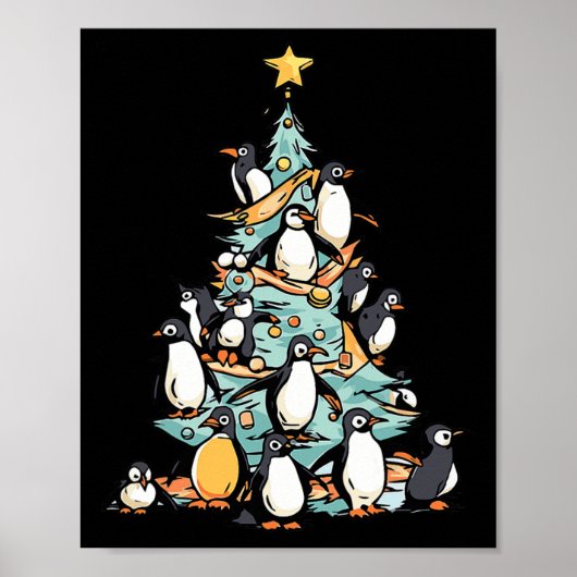 Pinguïn Kerstdag IJsvogel Dier Kerstman Poster (Voorkant)