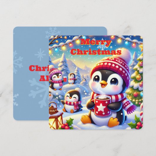 Pinguïn Kerstkaart (Voorkant / Achterkant)