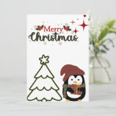 Pinguïn Kerstkaart (Staand voorkant)