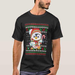 Pinguïn Kerstlamskerstlampje Santa Hat Ugly Kerstm T-shirt
