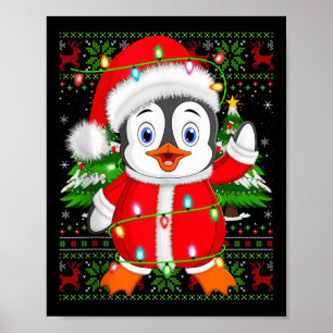 Pinguïn Kerstlichtjes Kerstman Kostuum Verschrikke Poster