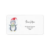 Pinguïn Kerstman Etiket (Voorkant)