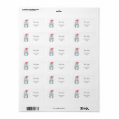 Pinguïn Kerstman Etiket (Full Sheet)