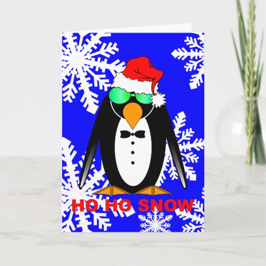 pinguïn Kerstman Feestdagen Kaart (Voorkant)