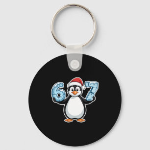 Pinguïn Kerstman Hoed 67 Ijsgetallen Kerst Verjaar Sleutelhanger