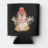 Pinguïn Kerstman Hoed Kerst Slinger Lichtjes Kerst Blikjeskoeler (Voorkant)