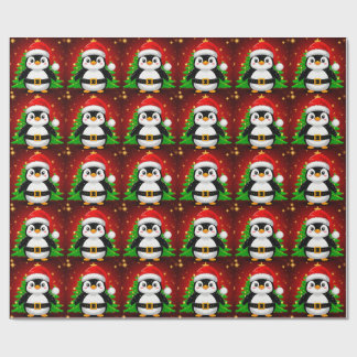 🐧 Pinguïn Kerstman Kerstboom Vakantie Pret ✨ Cadeaupapier