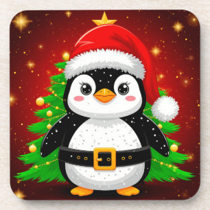 🐧 Pinguïn Kerstman Kerstboom Vakantiepret ✨ Bier Onderzetter