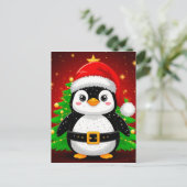 🐧 Pinguïn Kerstman Kerstboom Vakantiepret ✨ Briefkaart (Staand voorkant)