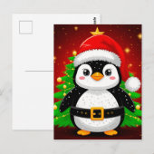 🐧 Pinguïn Kerstman Kerstboom Vakantiepret ✨ Briefkaart (Voorkant / Achterkant)