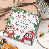 Pinguïn Kerstmis 1e Verjaardag Dank u Favor Bedankjes Labels
