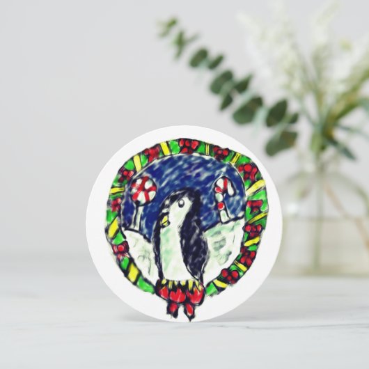 pinguïn Kerstmis Feestdagenkaart (Staand voorkant)