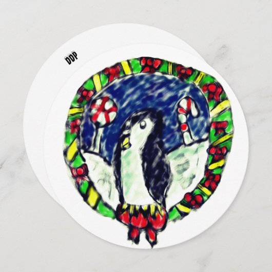 pinguïn Kerstmis Feestdagenkaart (Voorkant / Achterkant)