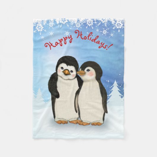 Pinguïn Kerstmis Fleece Deken (Voorkant)